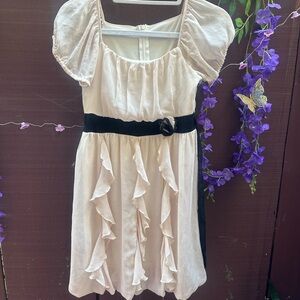 Cream and Black dress with Ruffles